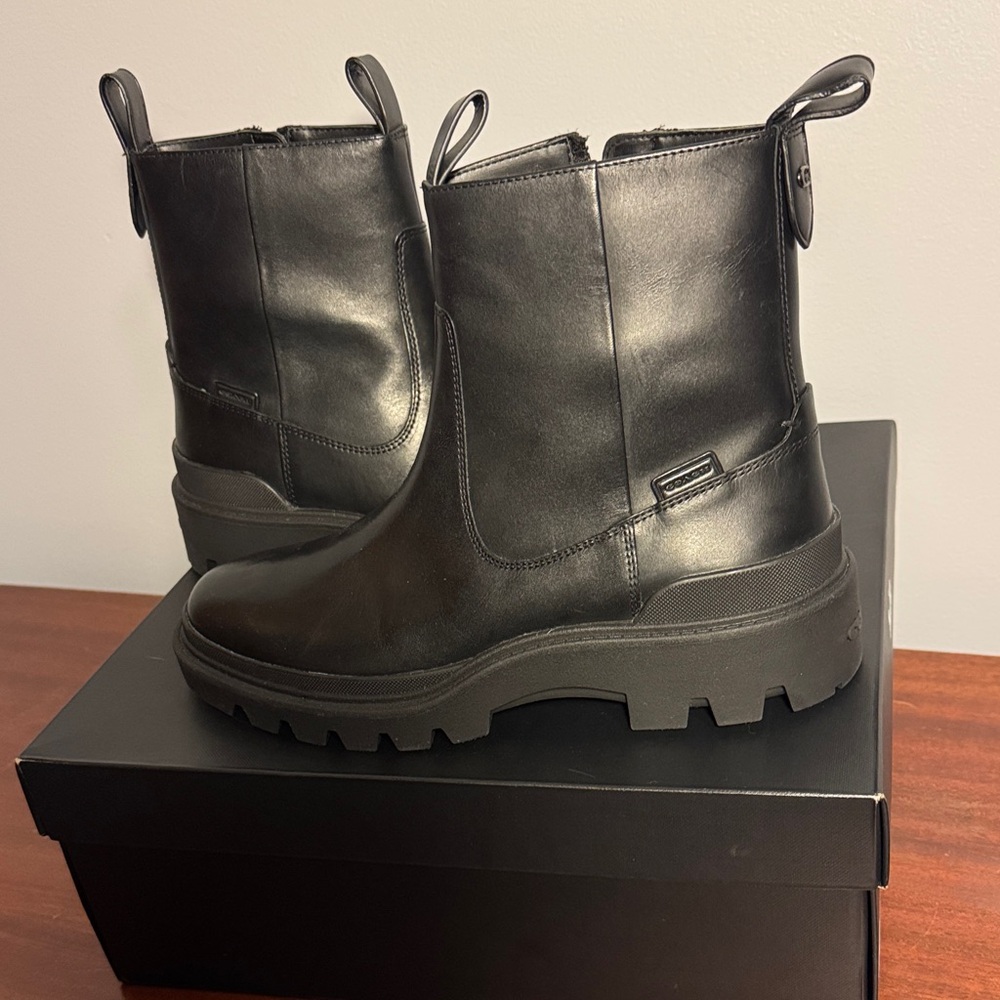 Coach Black Leather Boat Shoes